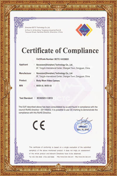 gps body camera CE certificate